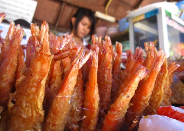 Rows of Deep Fried Shrimp