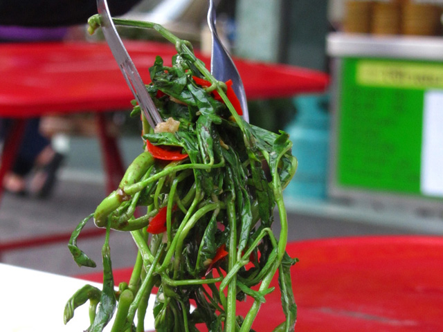 Pad pak gachet – a tangled mess of a glorious vegetable