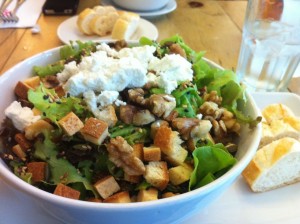 salad and bread on the table at Cafe Tartine