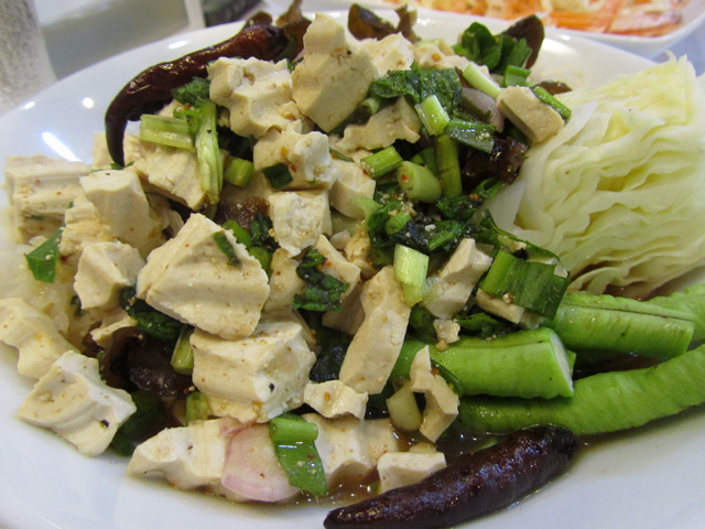 Day 29 Vegetarian Thai Food: Tofu Larb, Stir Fried Ivy Gourd