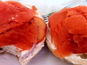 Open faced Lox Bagel from BKK Bagel Bakery