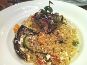 A super healthy and flavorful quinoa salad packed fulled of grilled veggies and feta cheese from Seven Spoons