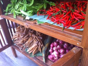 Organic produce on display at the Farmers' Market hosted by Bo.lan Restaurant