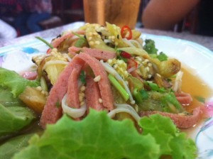 Vegetarian Eggplant and Faux Meat Salad