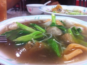 Vegetarian Thai Style Gravy Noodle with Faux BBQ Pork