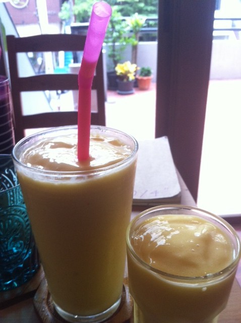 Mango-coconut smoothie with an extra Bangkok fatty helping.