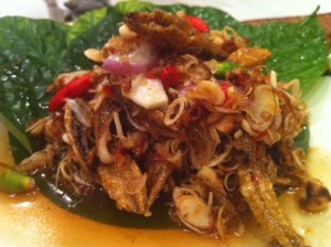 Lemongrass salad with wild betal leaves ยำตะไคร้สามเกลอใต้ at The Local