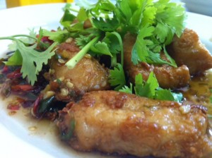 Deep fried and chili covered fish