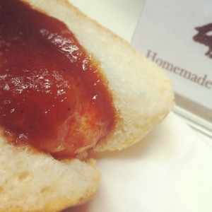 A chorizo bun made from Sloane's ethically raised pork and homemade sauces.