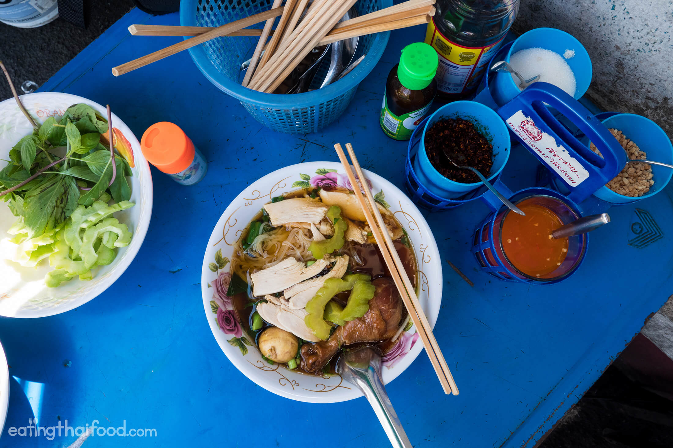 Thai Street Food Chicken Noodles at Ekkamai Soi 12