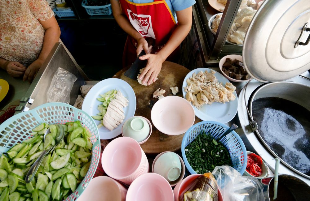 near the Tewet Pier river market, Mongkol Chai Hainanese Chicken Rice