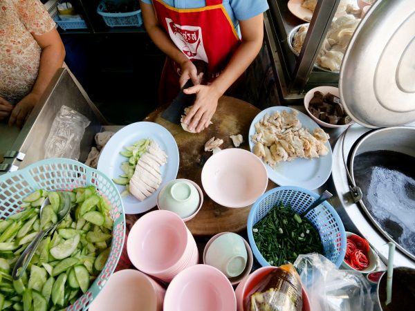 near the Tewet Pier river market, Mongkol Chai Hainanese Chicken Rice