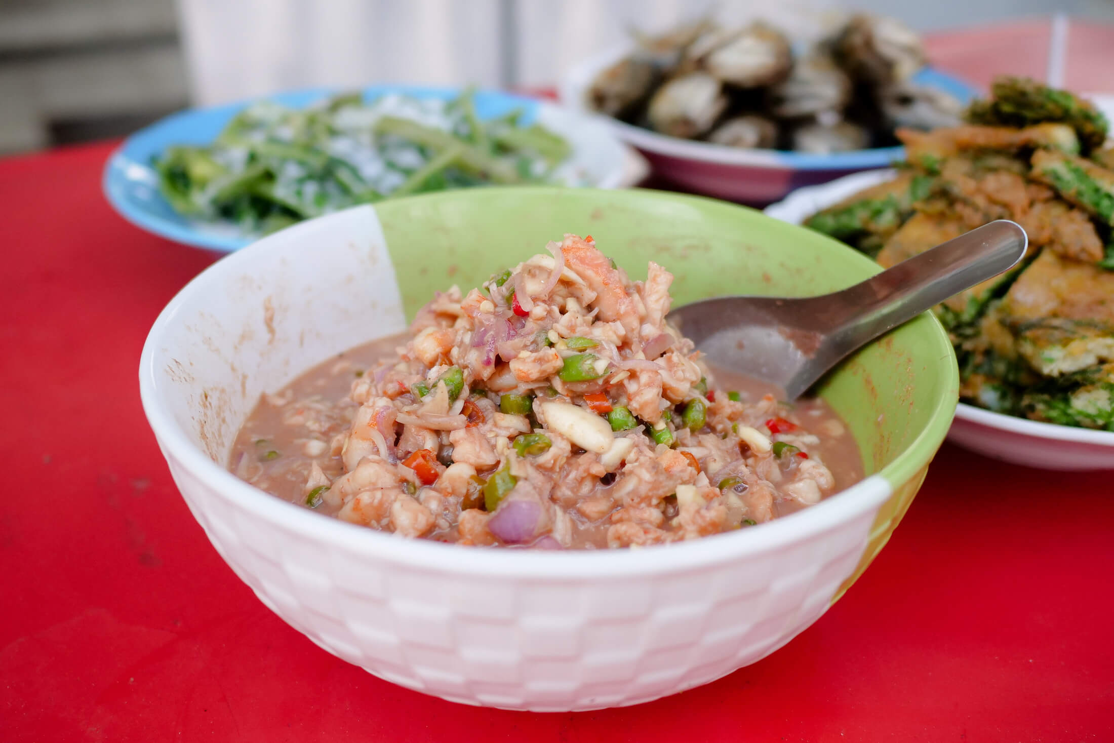 Authentic Thai Recipe – Shrimp Chili Dip and Morning Glory with Fresh Coconut Cream